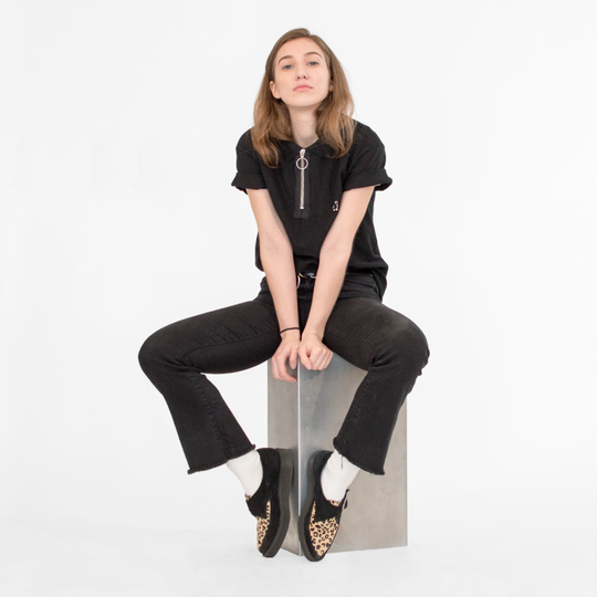 Pierced Zip Neck Polo Shirt