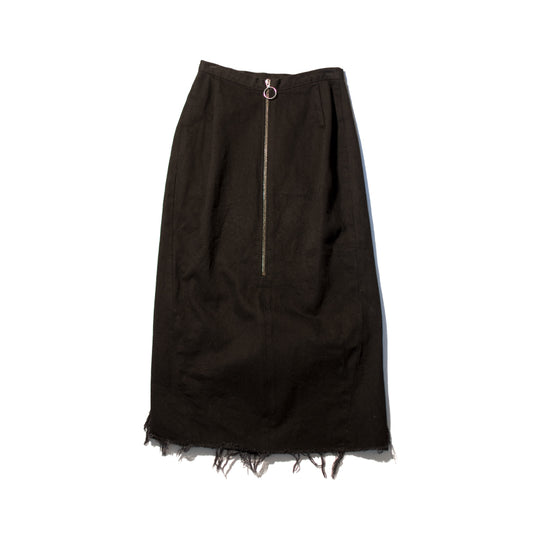 Black Denim Double Slit Skirt