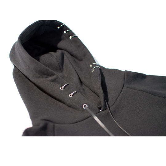 Black Pierced Signature Hoodie