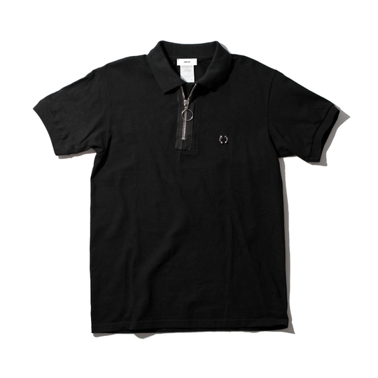 Pierced Zip Neck Polo Shirt