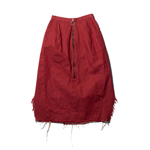 Red Denim Double Slit Skirt