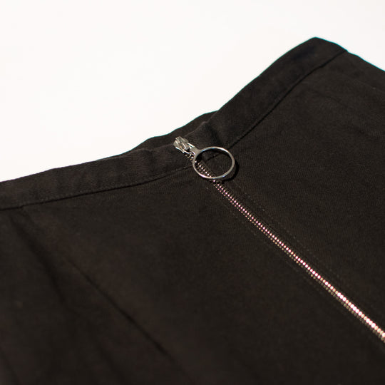 Black Denim Double Slit Skirt