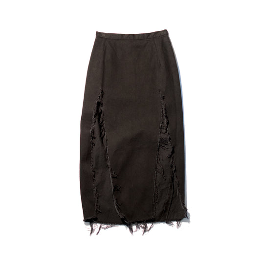 Black Denim Double Slit Skirt