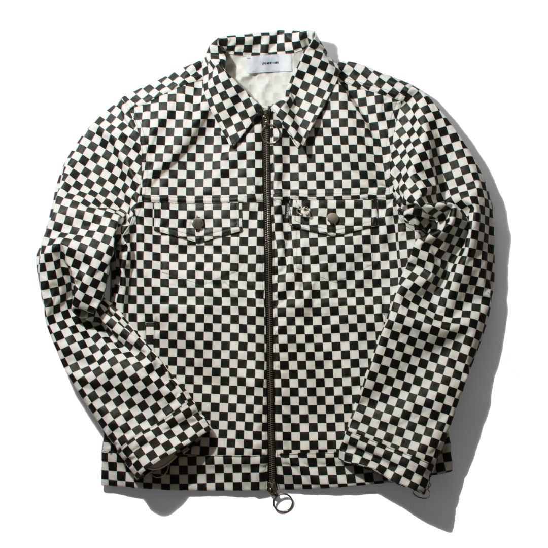 Checkerboard Denim Trucker Jacket